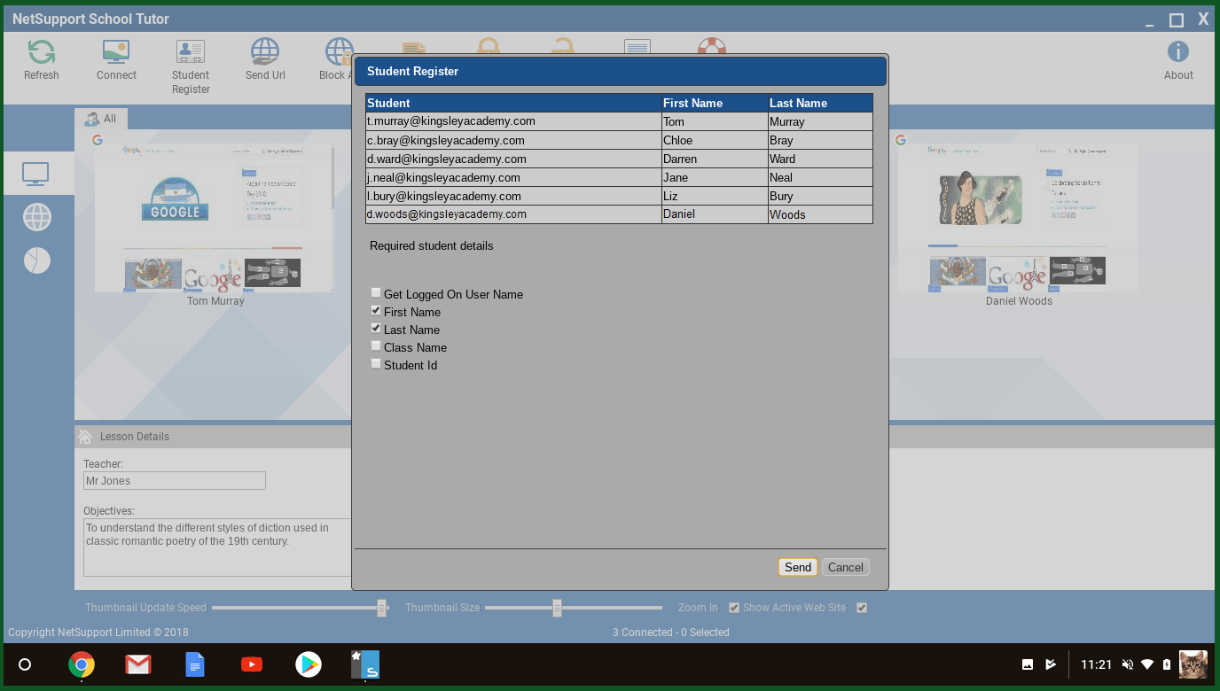 Ask students to register at the start of the lesson